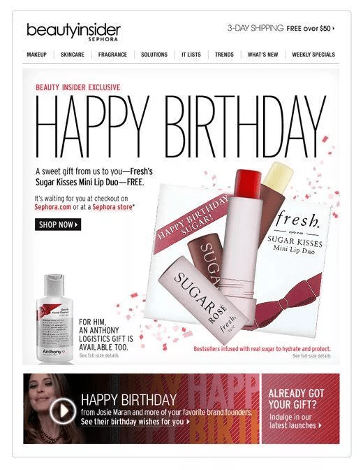 Sephora: “Happy birthday” gift