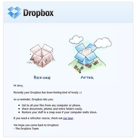 Chiến dịch email “Tái tương tác” (Re-engagement) của Dropbox 